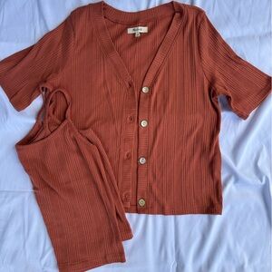 Rust Button-Up Women Top and Tank Top